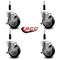 Service Caster 4'' Black Poly Swivel 7/8'' Expanding Stem Caster Set with Brake, 4PK SCC-EX20S414-PPUB-BLK-TLB-78-4 - alternate 4